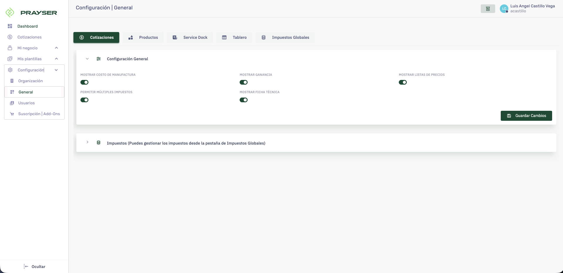 Paso 1: Cotizaciones - Configuración General
